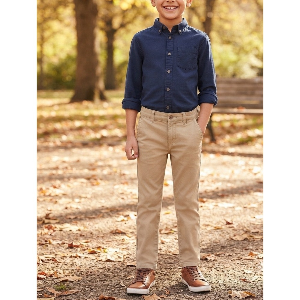 HM Boys Khaki Chino Pants Tan Adjustable Waist Size 5-6Y 0501115 6
